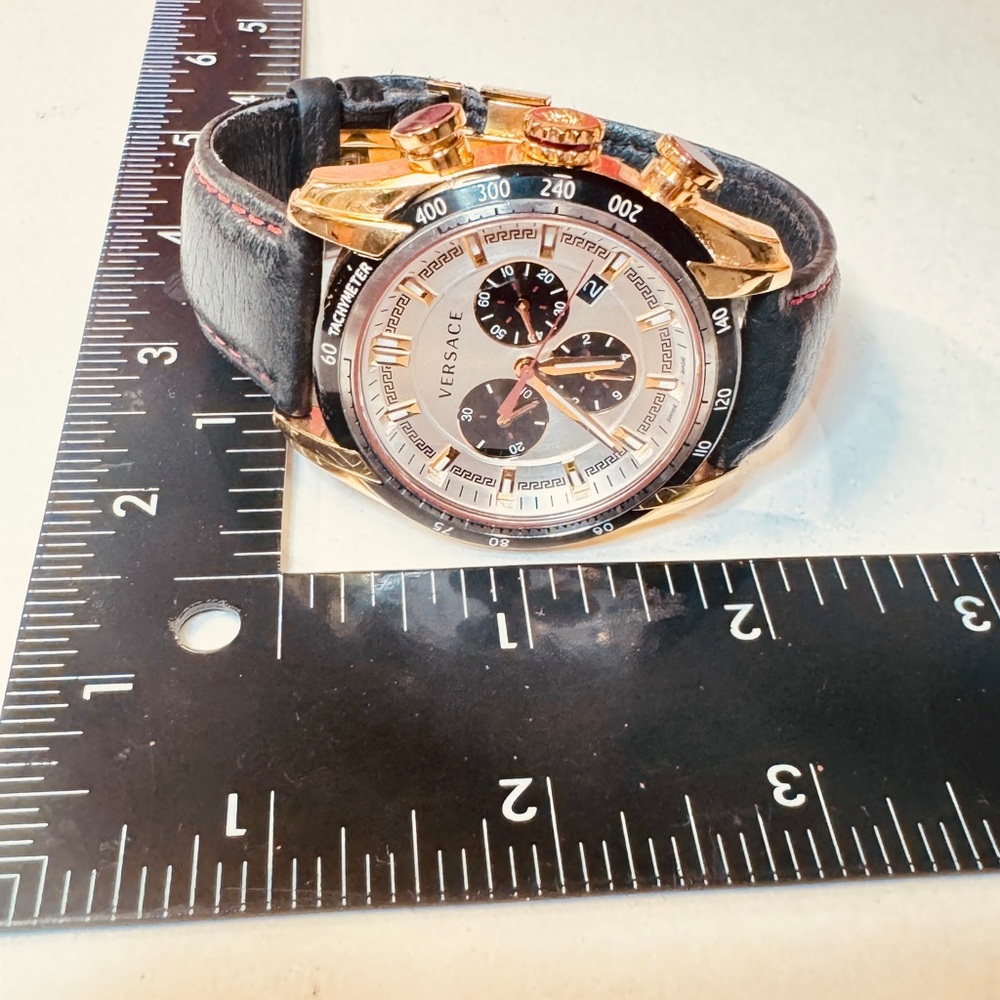 Versace Gold and Black Leather Chronograph Watch - Picture 5 of 17